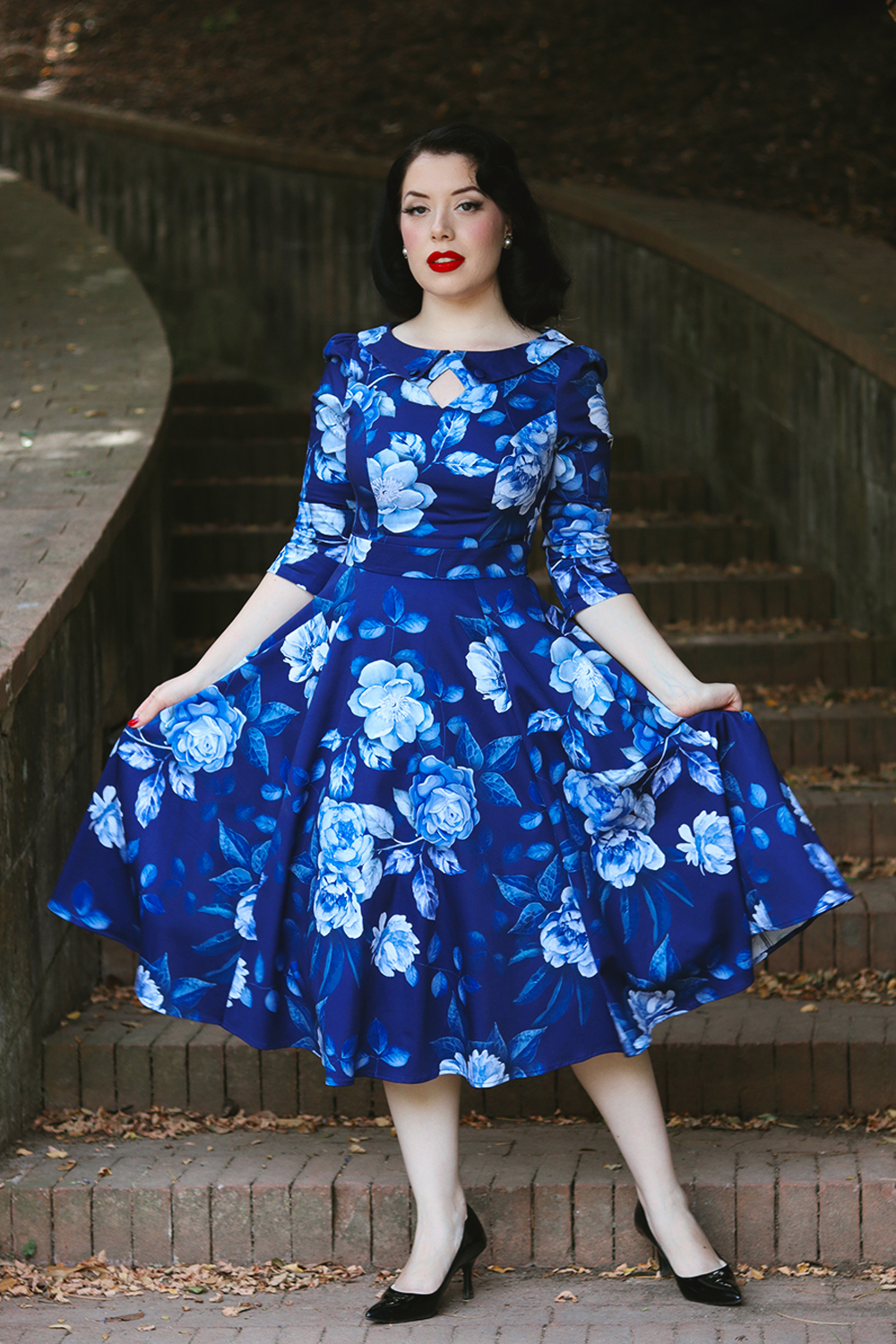 Dafney Blue Floral Swing Dress